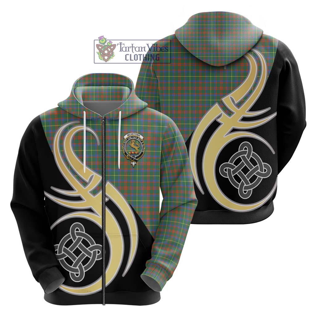 Tartan Vibes Clothing McIntosh Hunting Ancient Tartan Hoodie with Family Crest and Celtic Symbol Style