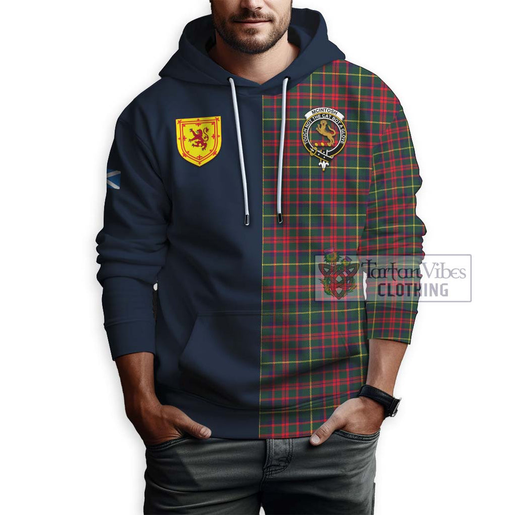 Tartan Vibes Clothing McIntosh Hunting Modern Tartan Hoodie with Scottish Lion Royal Arm Half Style