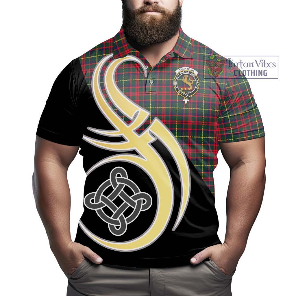 Tartan Vibes Clothing McIntosh Hunting Modern Tartan Polo Shirt with Family Crest and Celtic Symbol Style