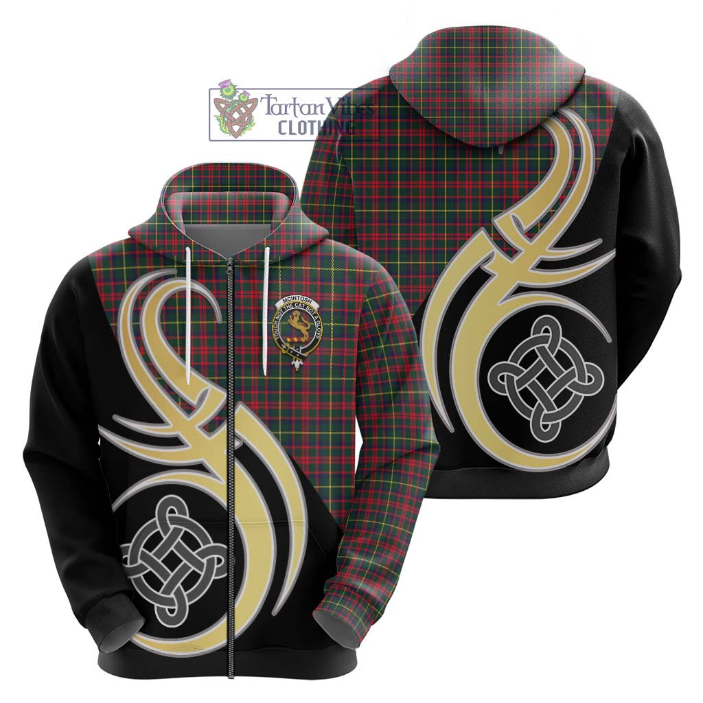 Tartan Vibes Clothing McIntosh Hunting Modern Tartan Hoodie with Family Crest and Celtic Symbol Style