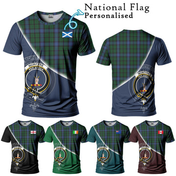 McIntyre Tartan T-Shirt with Personalised National Flag and Family Crest Half Style