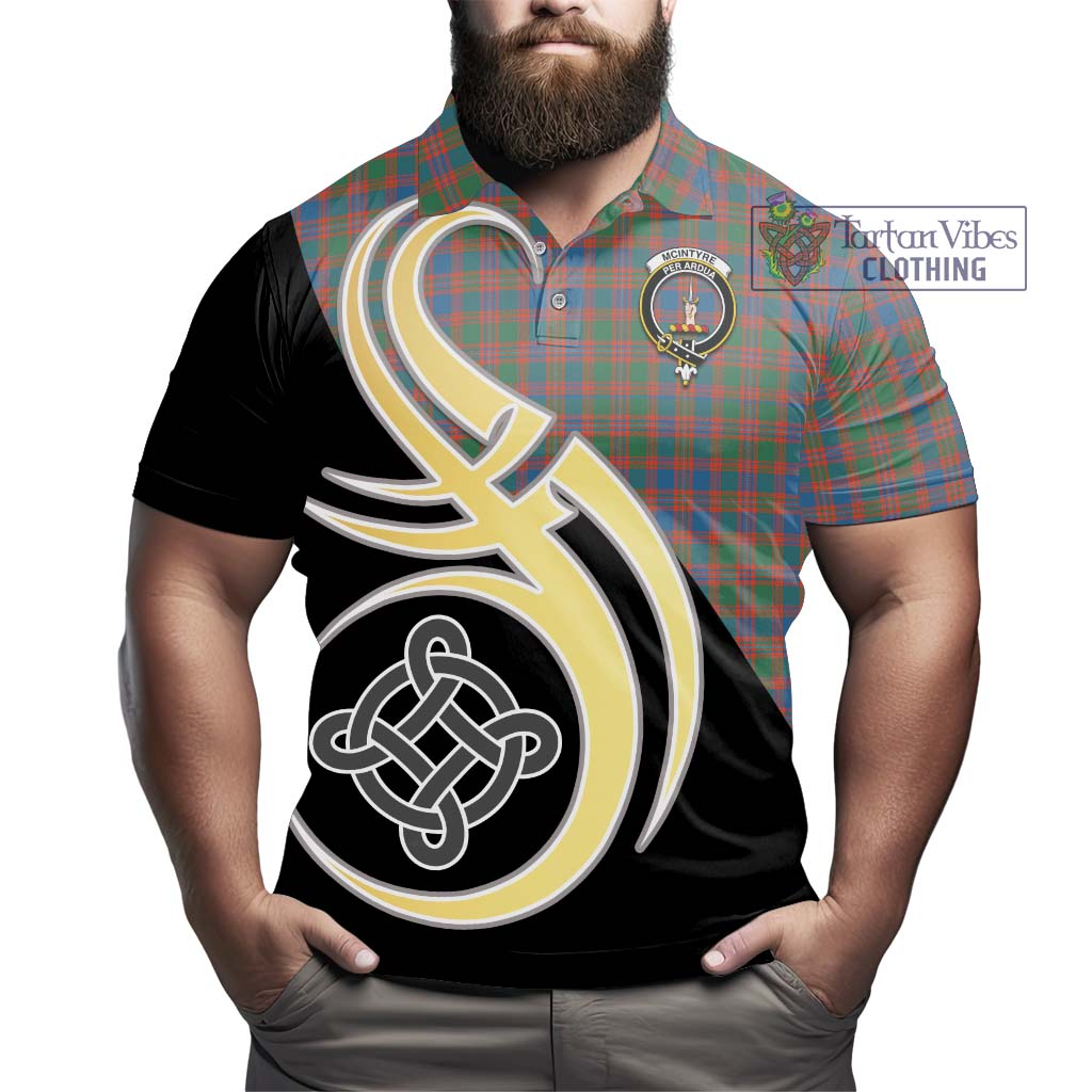 Tartan Vibes Clothing McIntyre Ancient Tartan Polo Shirt with Family Crest and Celtic Symbol Style