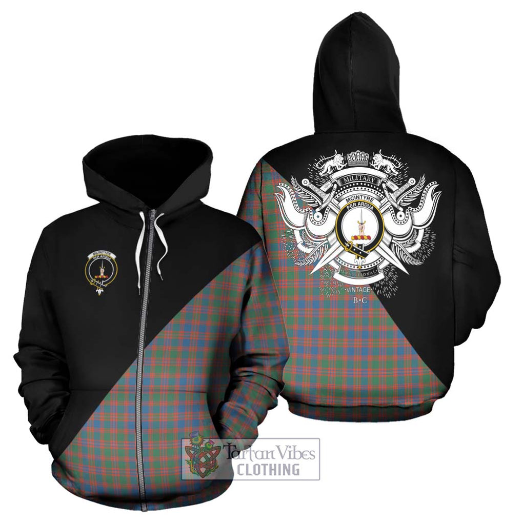 McIntyre Ancient Tartan Hoodie with Family Crest and Military Logo Style - Tartanvibesclothing Shop