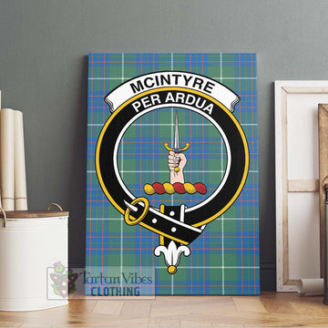 McIntyre Hunting Ancient Tartan Canvas Print Wall Art with Family Crest