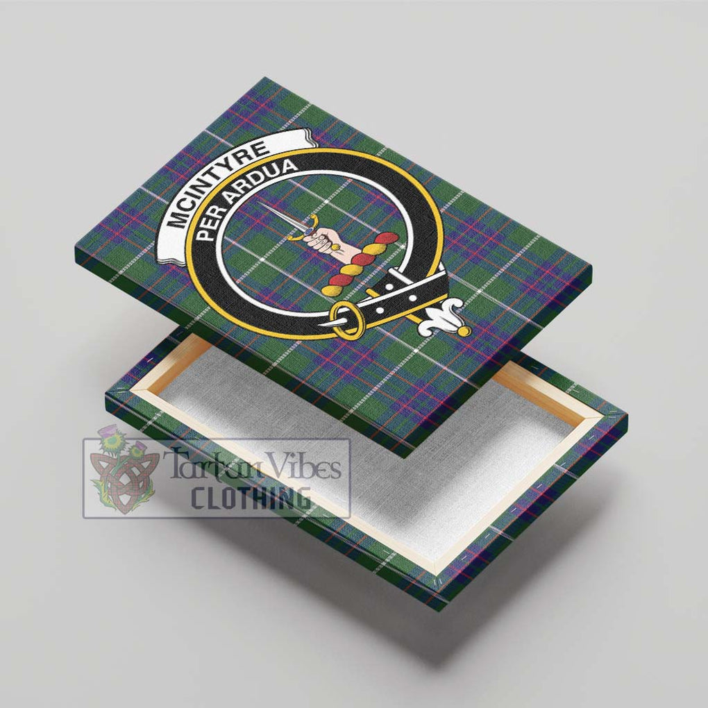 McIntyre Hunting Modern Tartan Canvas Print Wall Art with Family Crest - Tartan Vibes Clothing