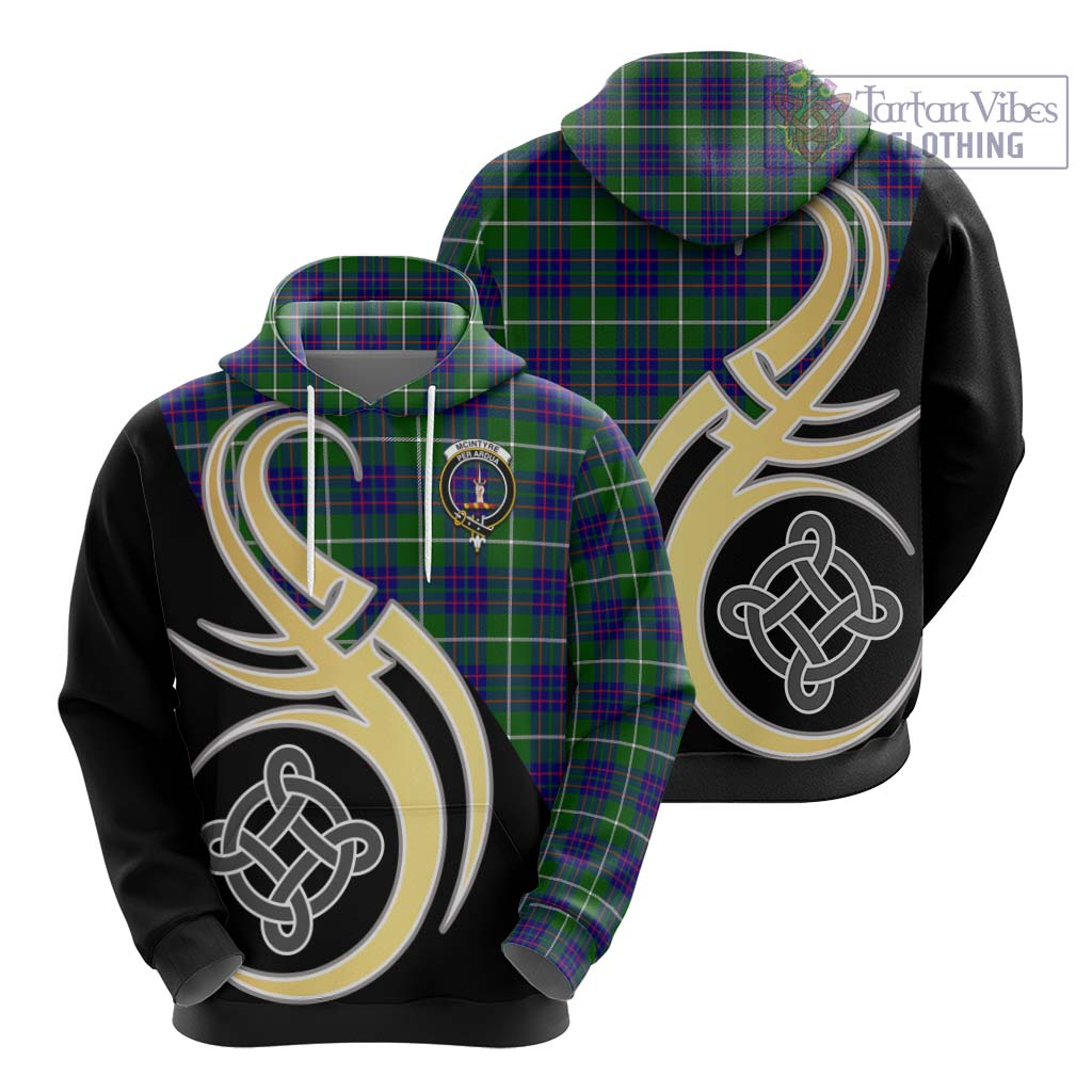 McIntyre Hunting Modern Tartan Hoodie with Family Crest and Celtic Symbol Style - Tartan Vibes Clothing