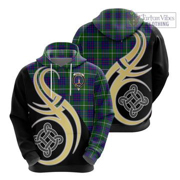 McIntyre Hunting Modern Tartan Hoodie with Family Crest and Celtic Symbol Style