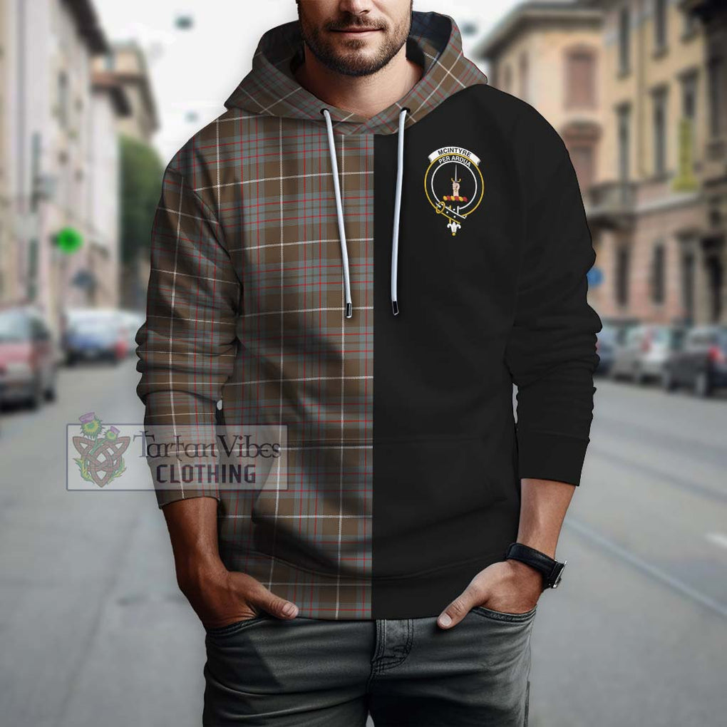 McIntyre Hunting Weathered Tartan Hoodie with Family Crest and Half Of Me Style Zip Hoodie - Tartanvibesclothing Shop