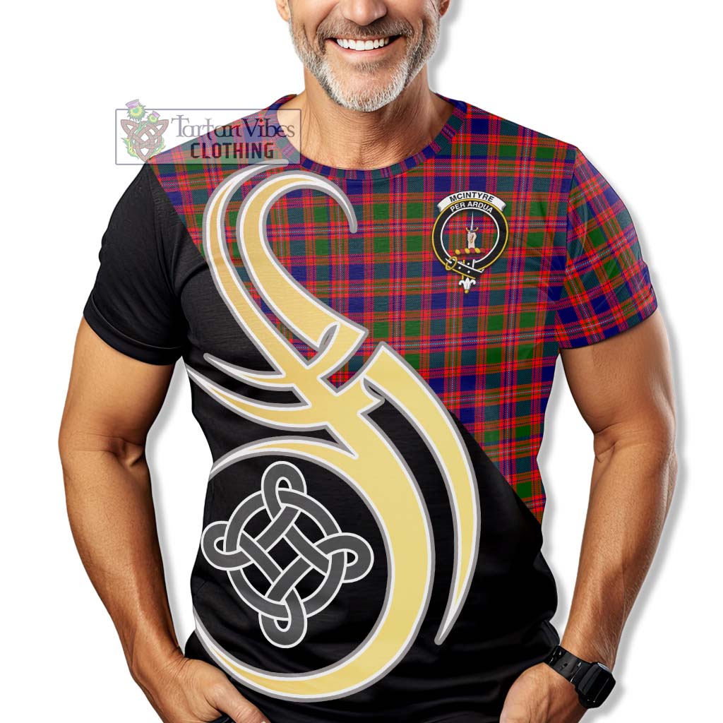 Tartan Vibes Clothing McIntyre Modern Tartan T-Shirt with Family Crest and Celtic Symbol Style