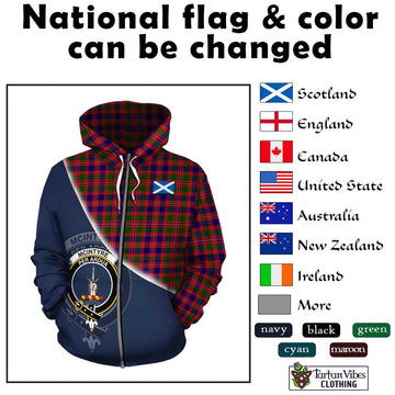 McIntyre Modern Tartan Hoodie with Personalised National Flag and Family Crest Half Style