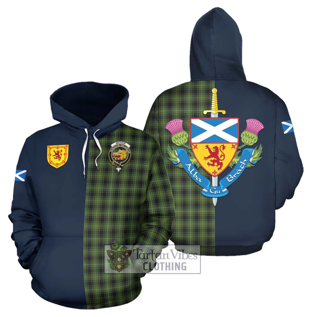 Tartan Vibes Clothing McIver Hunting Tartan Hoodie with Scottish Lion Royal Arm Half Style