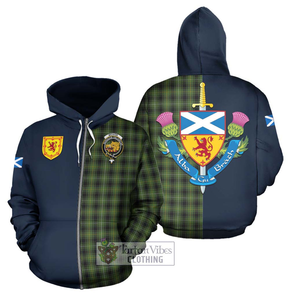 Tartan Vibes Clothing McIvor Hunting Tartan Hoodie with Scottish Lion Royal Arm Half Style