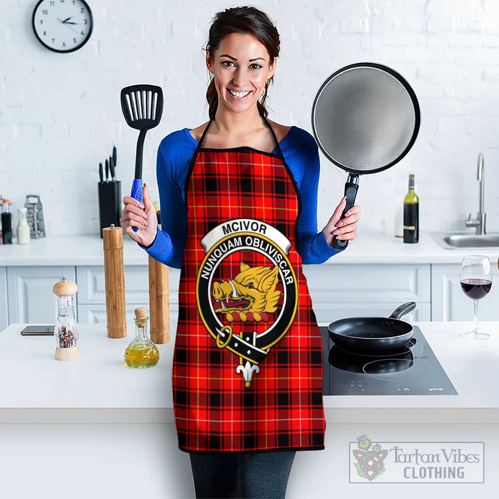 McIvor Modern Tartan Apron with Family Crest Black S 38x47 cm - Tartan Vibes Clothing