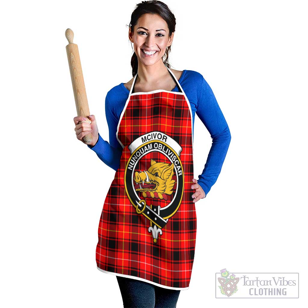 McIvor Modern Tartan Apron with Family Crest White - Tartan Vibes Clothing