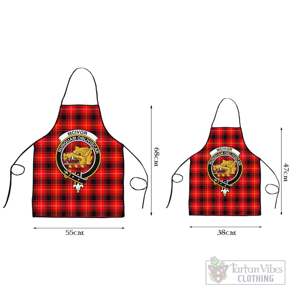 McIvor Modern Tartan Apron with Family Crest Black L 55x68 cm - Tartan Vibes Clothing