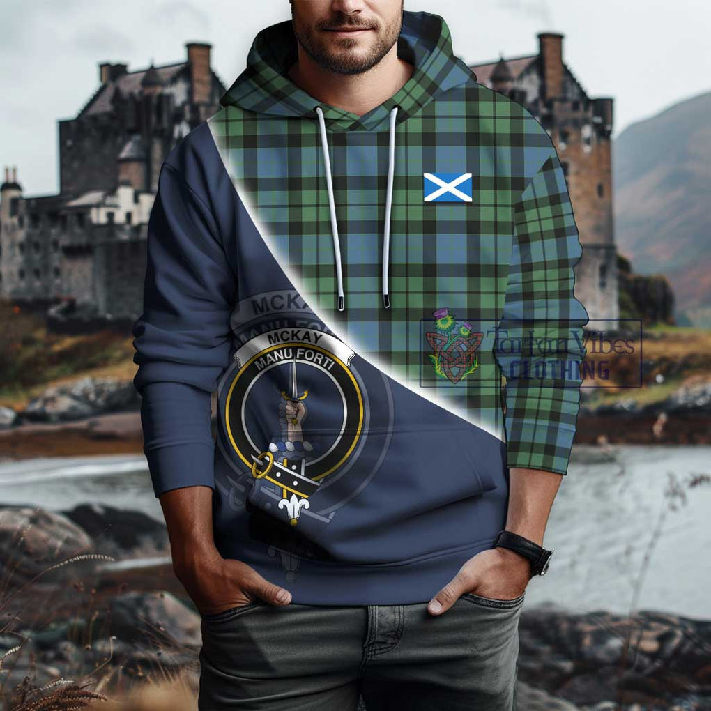 McKay Ancient Tartan Hoodie with Personalised National Flag and Family Crest Half Style - Tartanvibesclothing Shop