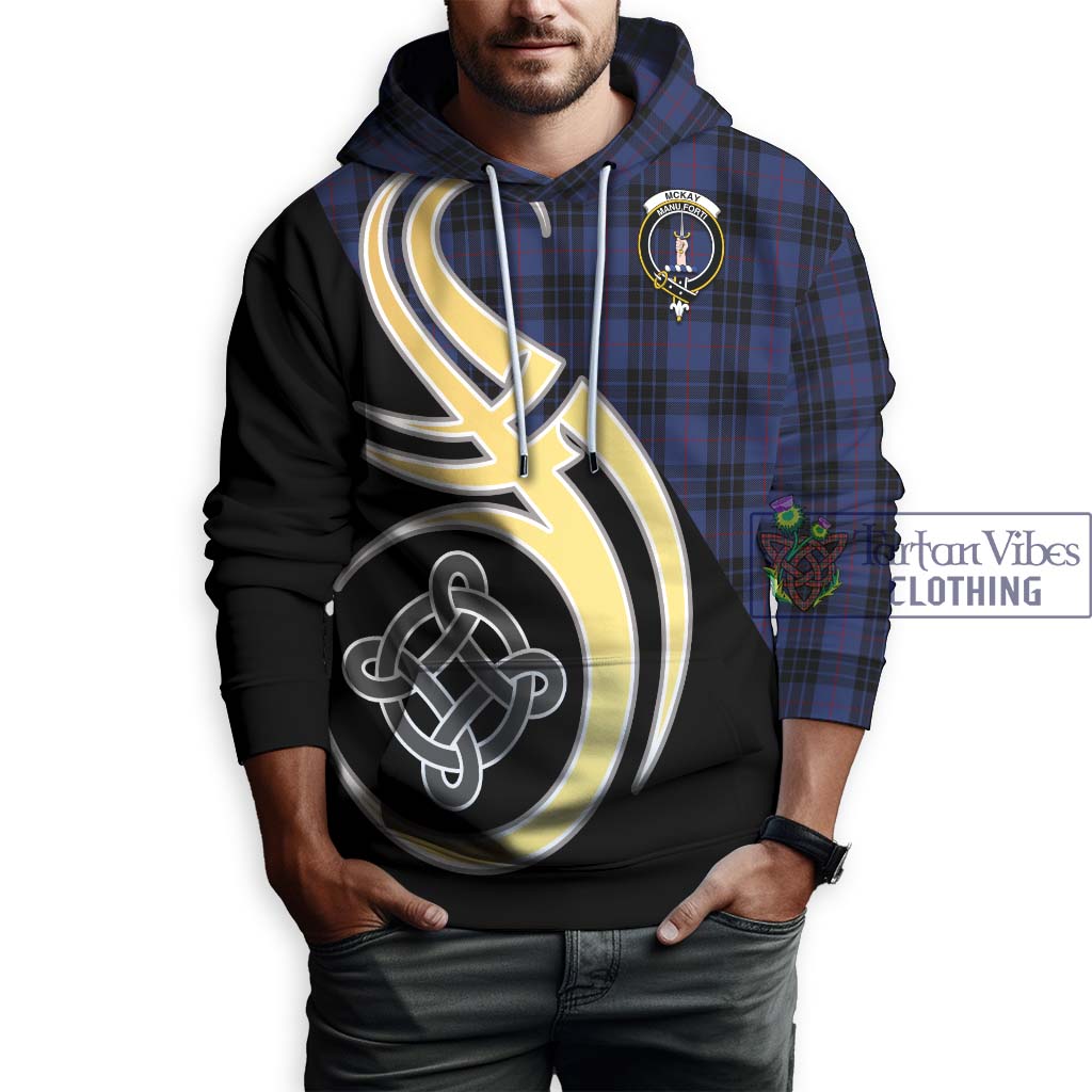 Tartan Vibes Clothing McKay Blue #02 Tartan Hoodie with Family Crest and Celtic Symbol Style