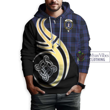 McKay Blue #02 Tartan Hoodie with Family Crest and Celtic Symbol Style