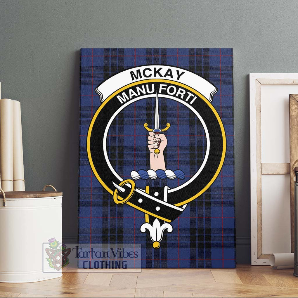 Tartan Vibes Clothing McKay Blue #02 Tartan Canvas Print Wall Art with Family Crest