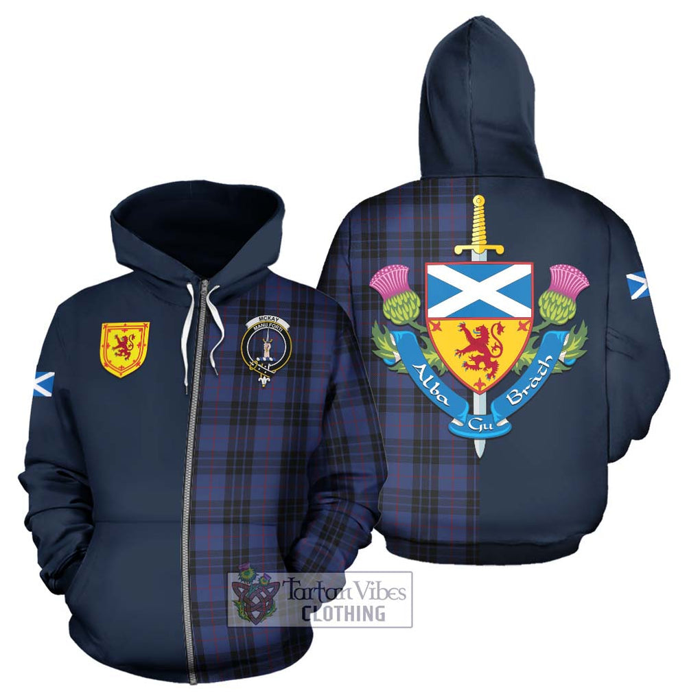 Tartan Vibes Clothing McKay Blue #02 Tartan Hoodie with Scottish Lion Royal Arm Half Style