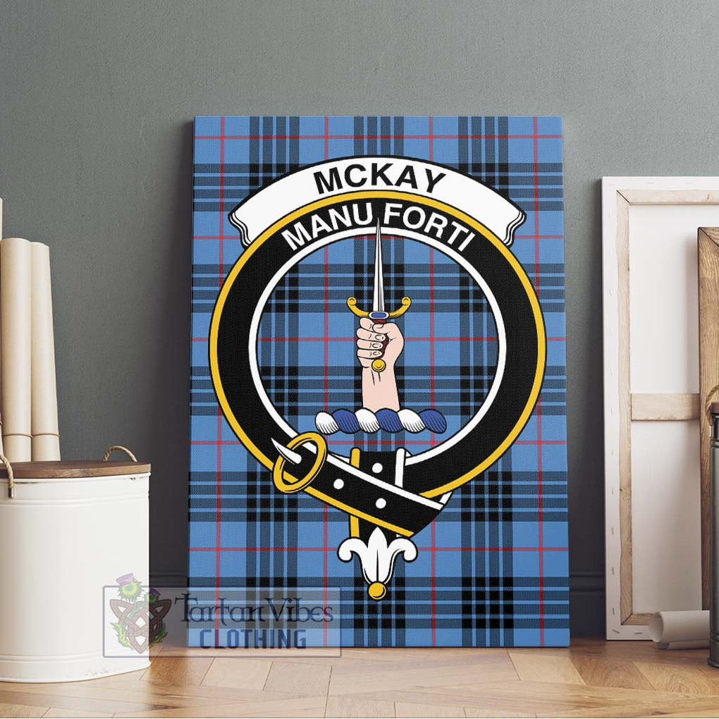 McKay Blue Tartan Canvas Print Wall Art with Family Crest Without Frame - Tartan Vibes Clothing