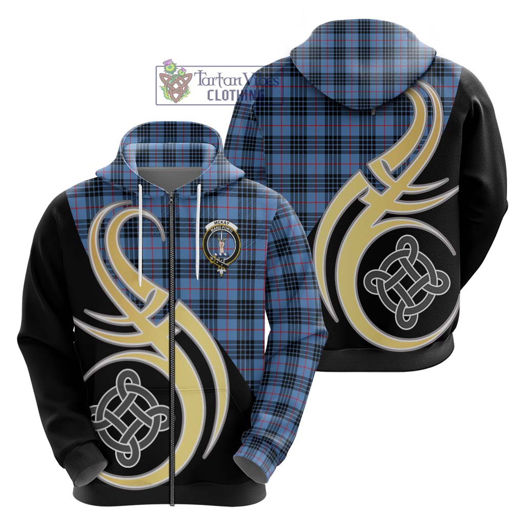 McKay Blue Tartan Hoodie with Family Crest and Celtic Symbol Style - Tartan Vibes Clothing