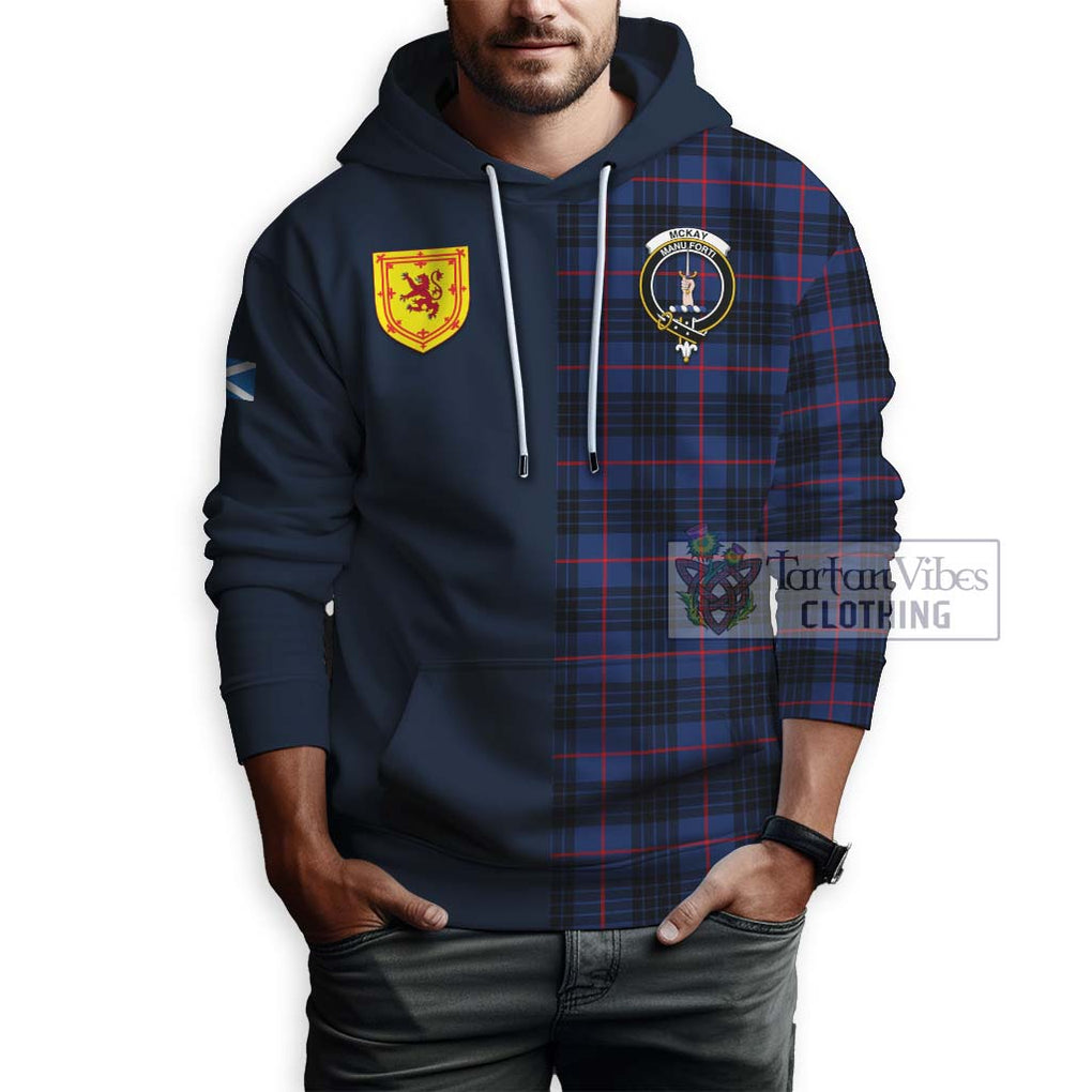 Tartan Vibes Clothing McKay Blue Modern Tartan Hoodie with Scottish Lion Royal Arm Half Style