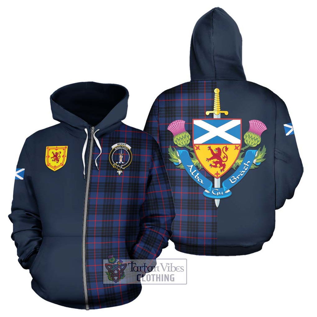 Tartan Vibes Clothing McKay Blue Modern Tartan Hoodie with Scottish Lion Royal Arm Half Style