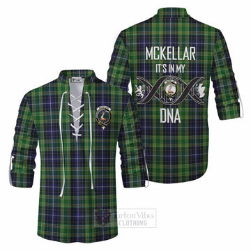 McKellar Tartan Ghillie Kilt Shirt with Family Crest DNA In Me Style Men - Tartan Vibes Clothing