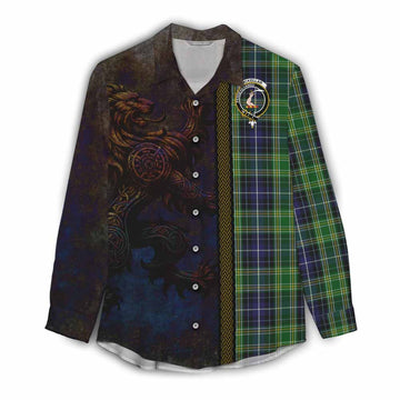 McKellar Tartan Family Crest Women's Casual Shirt Alba Gu Brath Be Brave Lion Ancient Style Female - Tartan Vibes Clothing