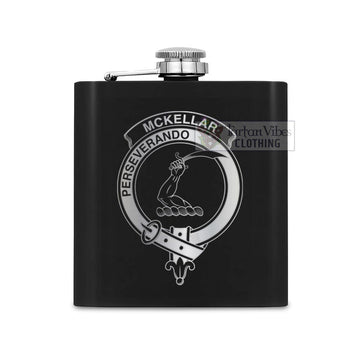 McKellar Crest Hip Flask Set 7oz Black Stainless Steel with A Gift Box One Size 7oz - 2D-tartanvibesclothing