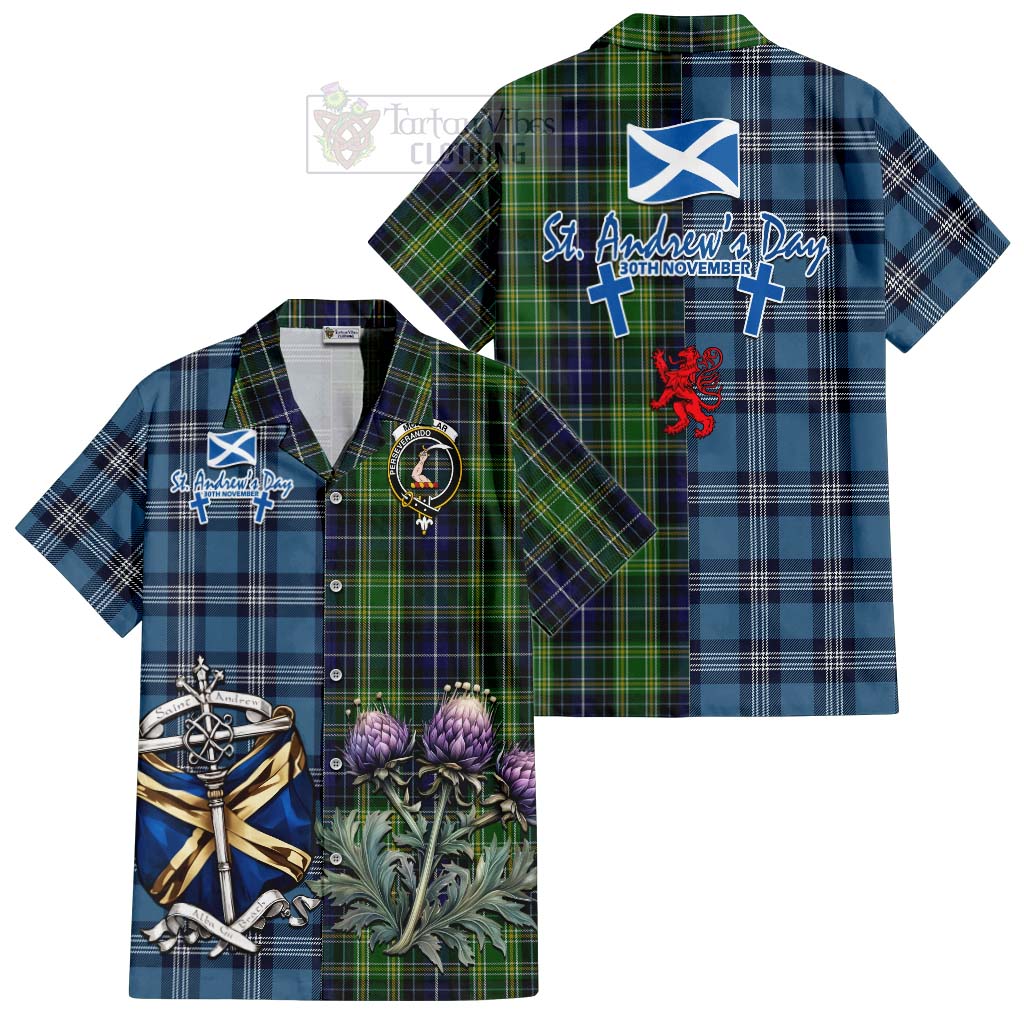 McKellar Tartan Hawaiian Shirt Happy St. Andrew's Day Half Tartan Style Kid - Tartan Vibes Clothing