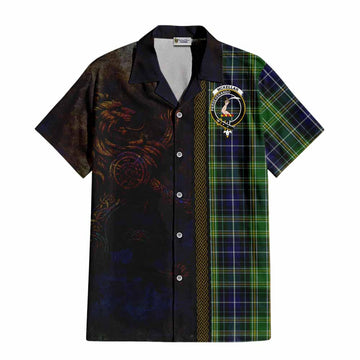 McKellar Tartan Family Crest Short Sleeve Button Shirt Alba Gu Brath Be Brave Lion Ancient Style