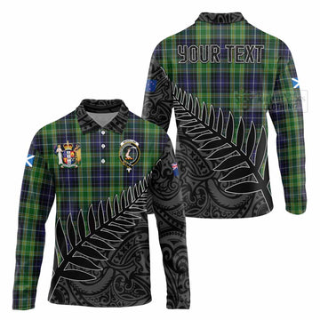 McKellar Crest Tartan Long Sleeve Polo Shirt with New Zealand Silver Fern Half Style Unisex - Tartan Vibes Clothing