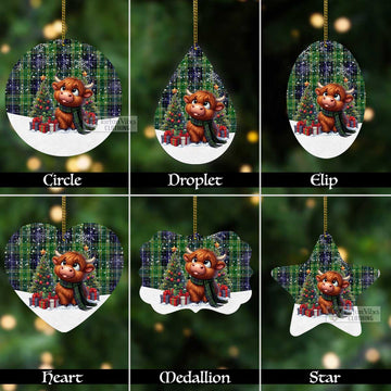 McKellar Tartan Christmas Aluminium Ornament with Adorable Highland Coo