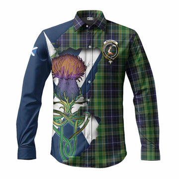 McKellar Tartan Family Crest Long Sleeve Button Shirt Scottish Thistle Celtic Inspired Men's Shirt S - Tartan Vibes Clothing