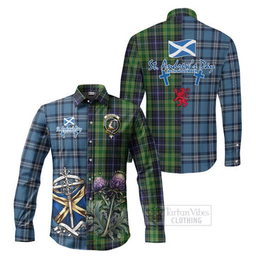 McKellar Tartan Long Sleeve Button Shirt Happy St. Andrew's Day Half Tartan Style Men's Shirt S - Tartan Vibes Clothing
