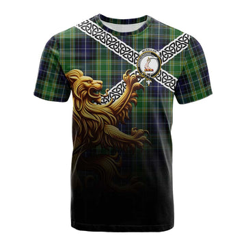 McKellar Crest Tartan Cotton T-shirt with Golden Lion Emblem Celtic Style Kid's Shirt - Tartan Vibes Clothing
