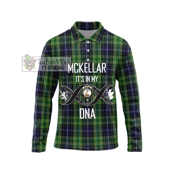 McKellar Tartan Long Sleeve Polo Shirt with Family Crest DNA In Me Style Unisex - Tartan Vibes Clothing