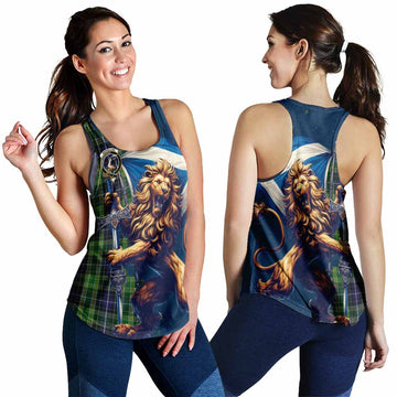 McKellar Tartan Family Crest Women's Racerback Tanks with Scottish Majestic Lion 4XL - Tartan Vibes Clothing