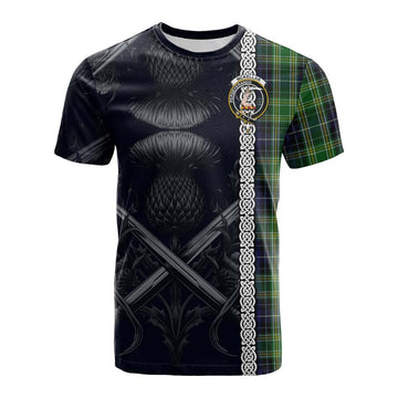 McKellar Tartan Cotton T-shirt with Family Crest Cross Sword Thistle Celtic Vibes Kid's Shirt - Tartan Vibes Clothing