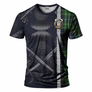 McKellar Tartan T-Shirt with Family Crest Cross Sword Thistle Celtic Vibes Kid's Shirt - Tartan Vibes Clothing