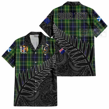 McKellar Crest Tartan Hawaiian Shirt with New Zealand Silver Fern Half Style Kid - Tartan Vibes Clothing