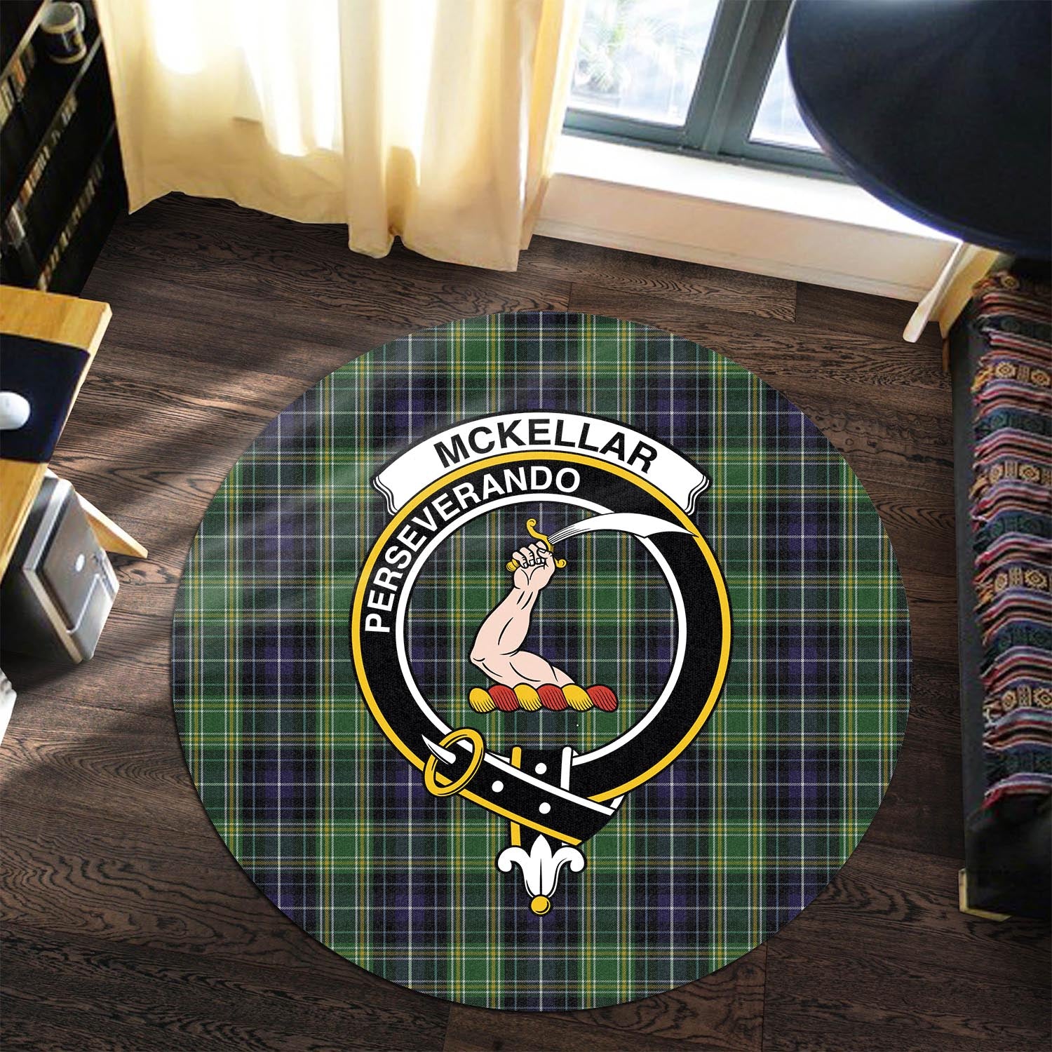 mckellar-tartan-round-rug-with-family-crest