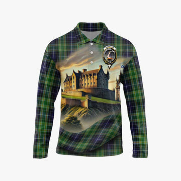 McKellar Tartan Family Crest Long Sleeve Polo Shirt with Scottish Ancient Castle Style Unisex - Tartan Vibes Clothing