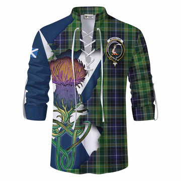 McKellar Tartan Family Crest Ghillie Kilt Shirt Scottish Thistle Celtic Inspired Men - Tartan Vibes Clothing