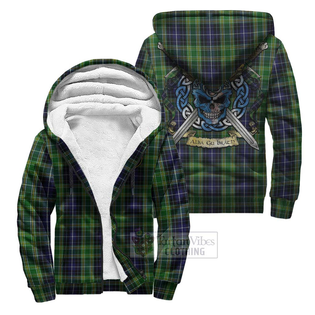 McKellar Tartan Sherpa Hoodie with Family Crest Celtic Skull Style Unisex S - Tartan Vibes Clothing