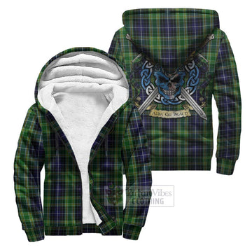 McKellar Tartan Sherpa Hoodie with Family Crest Celtic Skull Style Unisex S - Tartan Vibes Clothing