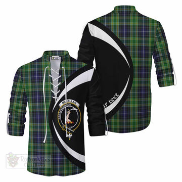 McKellar Tartan Ghillie Kilt Shirt with Family Crest Circle Style Men - Tartan Vibes Clothing