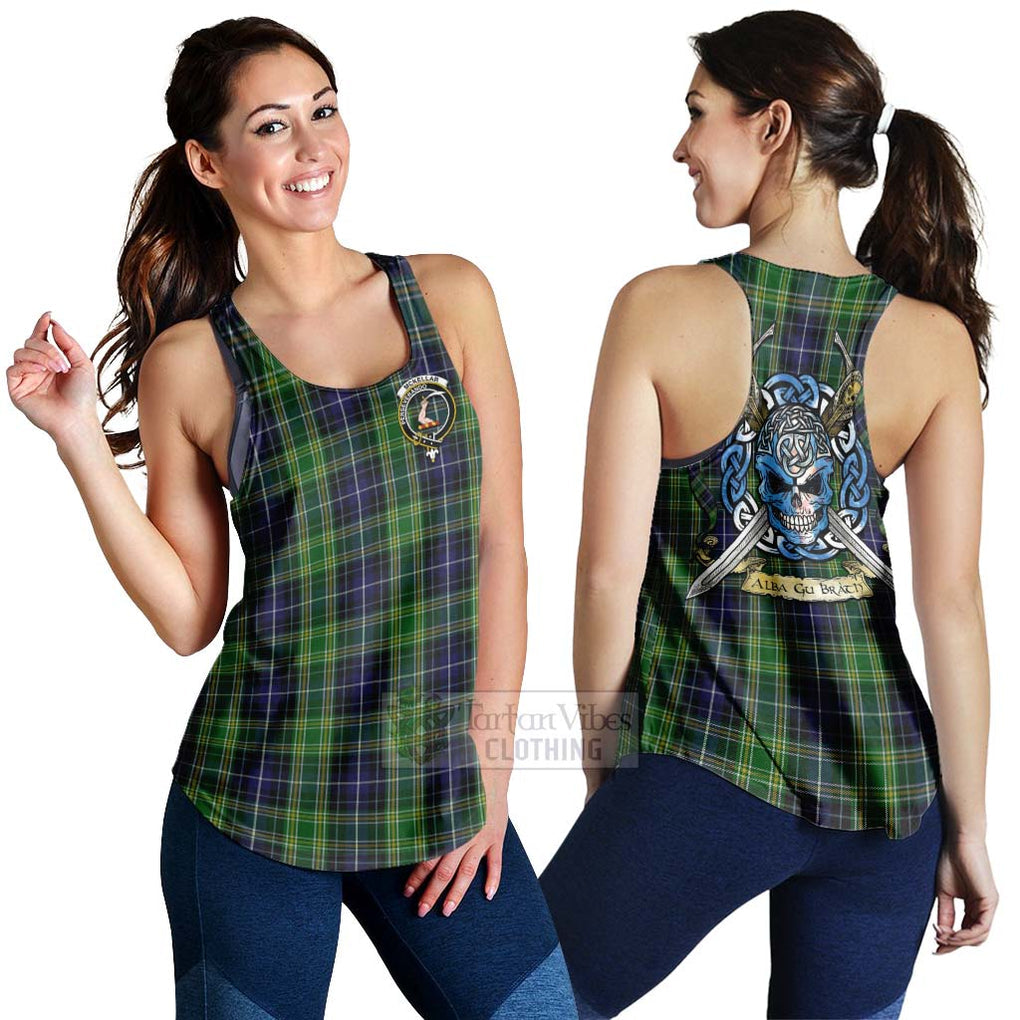 McKellar Tartan Women's Racerback Tanks with Family Crest Celtic Skull Style 4XL - Tartan Vibes Clothing